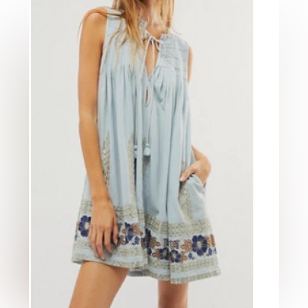 Free People Light Blue Floral Dress - Picture 2 of 8